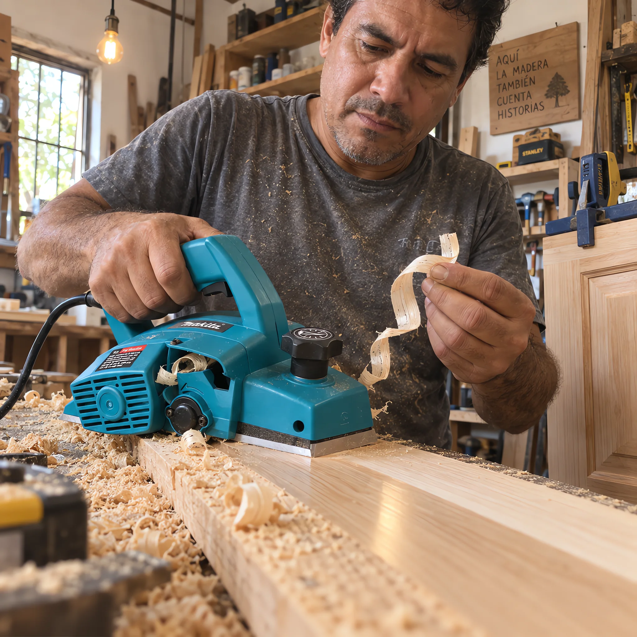Tabla de madera cepillada por un cliente