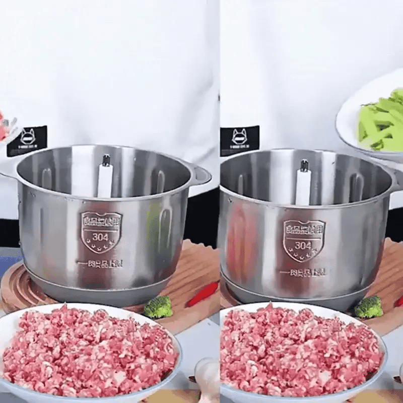 Verduras enteras convirtiéndose en picado fino en segundos